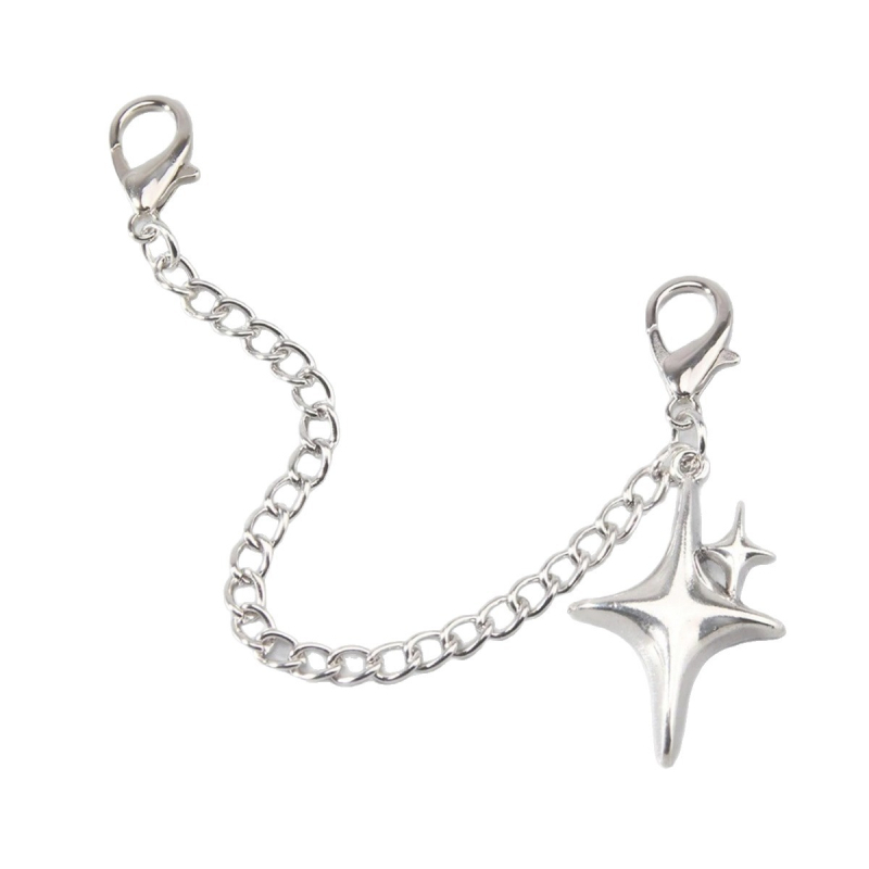 Cipőhöz készült lánc négyágú csillag dizájnnal, cinkötvözetből, sneakershez és csizmákhoz.