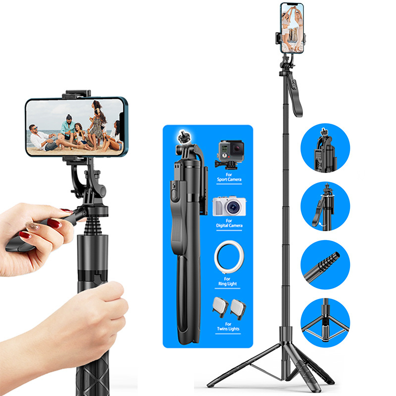 Selfie stick extins cu trepied, stabilizare Bluetooth, suport pentru telefon pe podea telescopic, personalizare logo, telecomandă inclusă