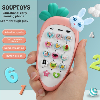 Имитационен детски музикален телефон – машина за ранно образование; пластмасов корпус, без памет, захранване с батерии, подходящ за деца 4–6 години