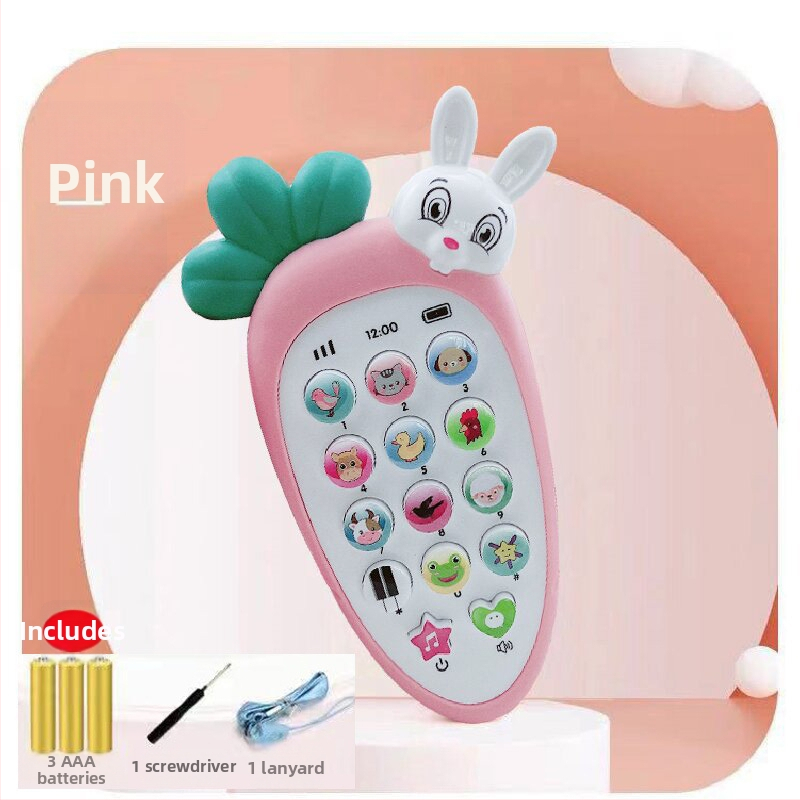 Имитационен детски музикален телефон – машина за ранно образование; пластмасов корпус, без памет, захранване с батерии, подходящ за деца 4–6 години