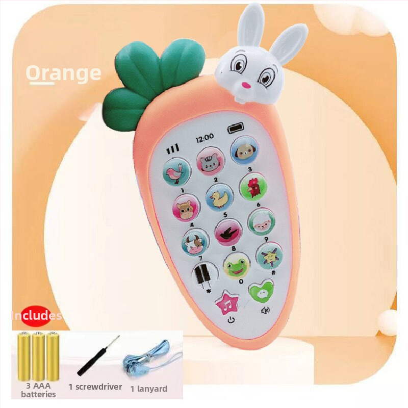 Имитационен детски музикален телефон – машина за ранно образование; пластмасов корпус, без памет, захранване с батерии, подходящ за деца 4–6 години