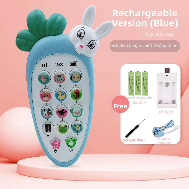 Имитационен детски музикален телефон – машина за ранно образование; пластмасов корпус, без памет, захранване с батерии, подходящ за деца 4–6 години