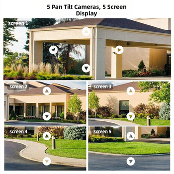 Sohucam 5-csatornás PTZ megfigyelő kamera, beltéri és kültéri 360° megfigyelés, Wi-Fi, 20 MP, éjjellátás, mozgásérzékelés és értesítések, 4–6 mm objektív