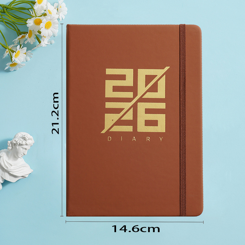 Dnevnik Shiben s kožnim izgledom, vezanje ljepilom s nitima (lock-thread glue binding), Dowling papir, 80 gsm, 300–400 stranica