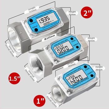 Hengsheng Ηλεκτρονικός μετρητής ροής τουρμπίνας για νερό, ντίζελ και βενζίνη με ψηφιακή οθόνη, στιγμιαία και συνολική ροή, 0.6–6 m³/h