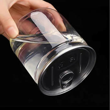 PET прозрачна бутилка с широко гърло, кристална капачка и pull‑lid/мембрана за разкъсване; запечатваща опаковка с възможност за лого