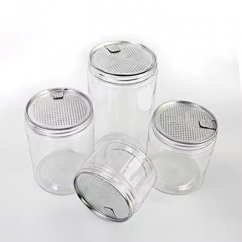 PET прозрачна бутилка с широко гърло, кристална капачка и pull‑lid/мембрана за разкъсване; запечатваща опаковка с възможност за лого