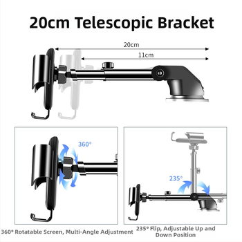 Универсален автомобилен държач за телефон с вакуумна чашка – за предно стъкло, табло или въздуховод