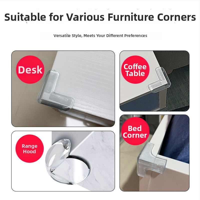 Priehľadný silikónový ochranný roh pre stolík, hrubší proti kolíziám, pre kávový stolík a okno, pravouhlý roh
