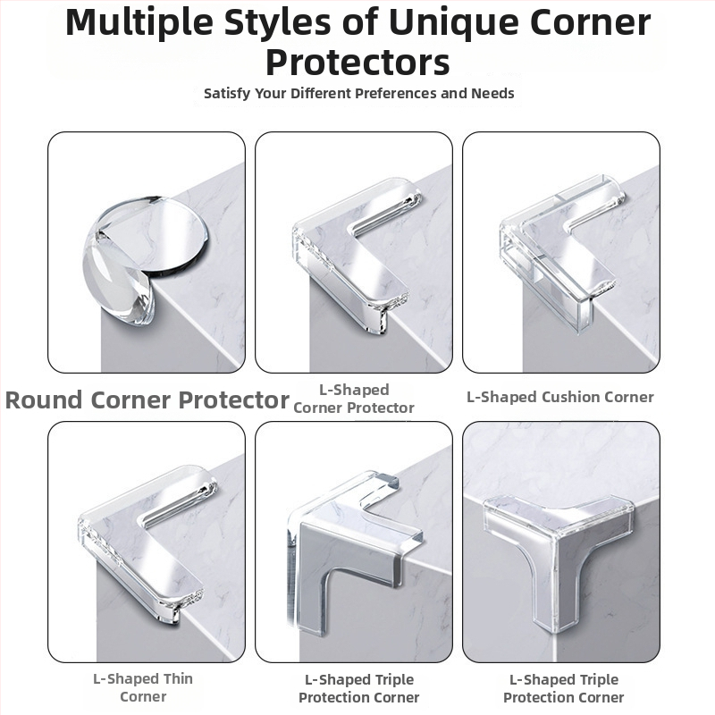 Priehľadný silikónový ochranný roh pre stolík, hrubší proti kolíziám, pre kávový stolík a okno, pravouhlý roh