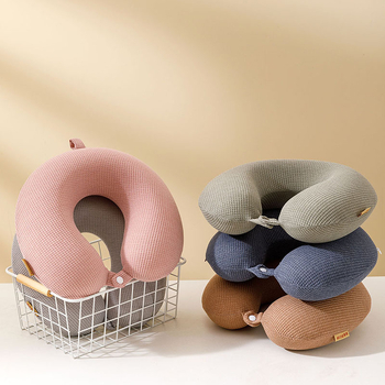 У-образна възглавница за шия за пътуване, паметна пяна, 100% паметна пяна, плетена калъфка, за възрастни, тегло до 0,5 кг