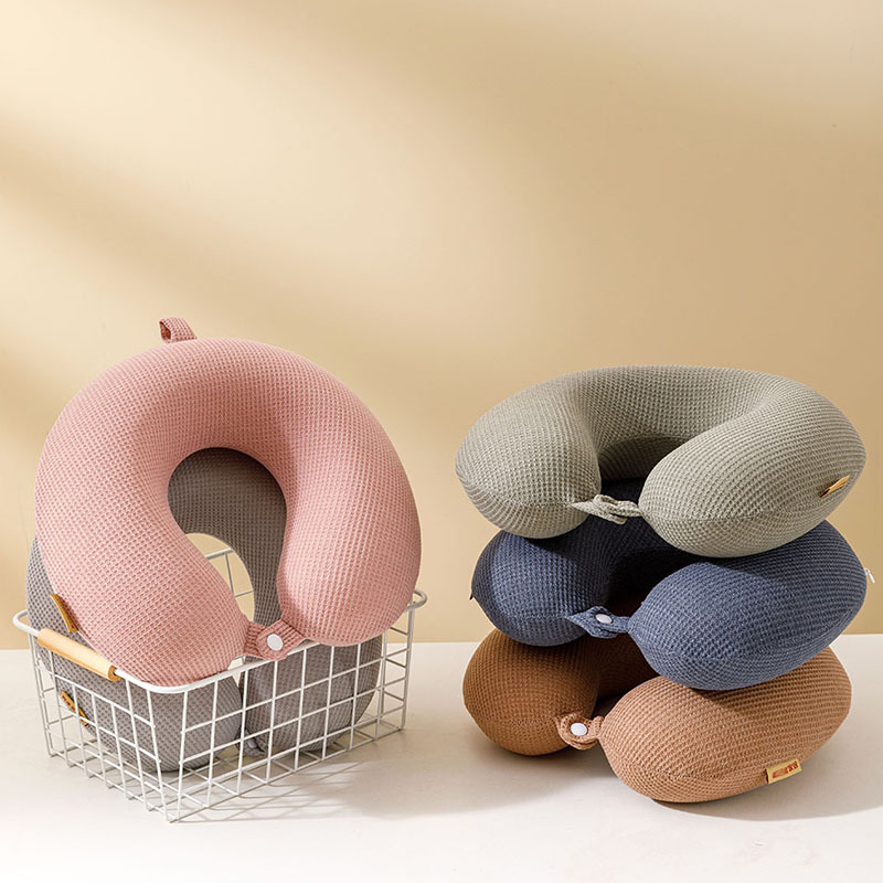 У-образна възглавница за шия за пътуване, паметна пяна, 100% паметна пяна, плетена калъфка, за възрастни, тегло до 0,5 кг