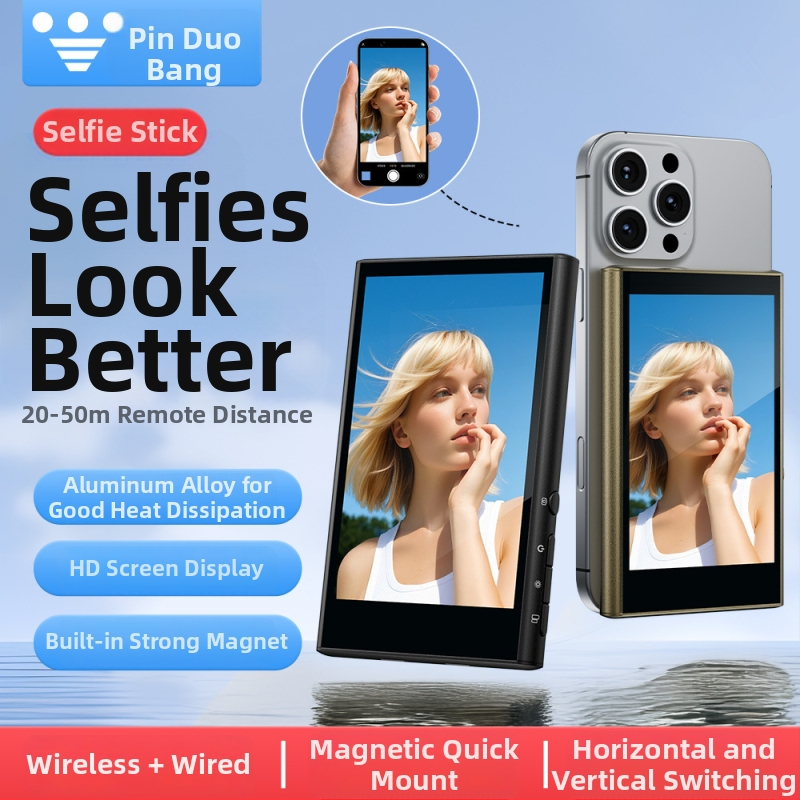 Безжичен магнитен проектор за смартфон със задно монтиране и разделен монитор за лайв стрийминг на открито, Bluetooth и дистанционно управление