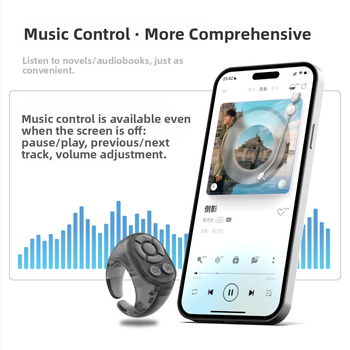 Bezdrôtový Bluetooth ovládač na selfie pre telefóny/tablety • ABS telo • Type-C rozhranie • 35mAh batéria • 10m bezdrôtový dosah