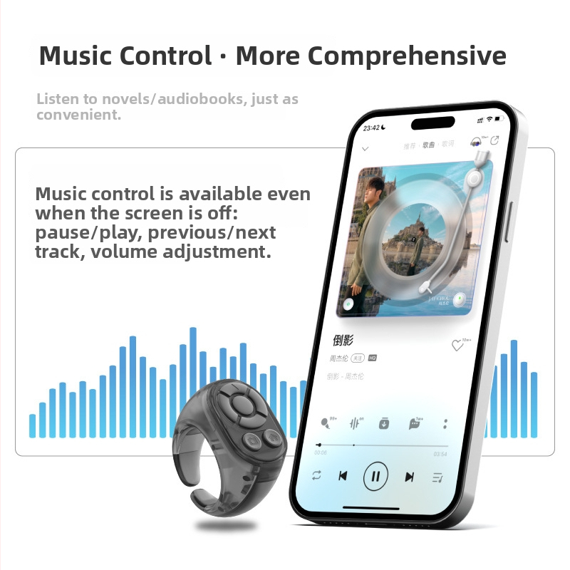 Bezdrôtový Bluetooth ovládač na selfie pre telefóny/tablety • ABS telo • Type-C rozhranie • 35mAh batéria • 10m bezdrôtový dosah
