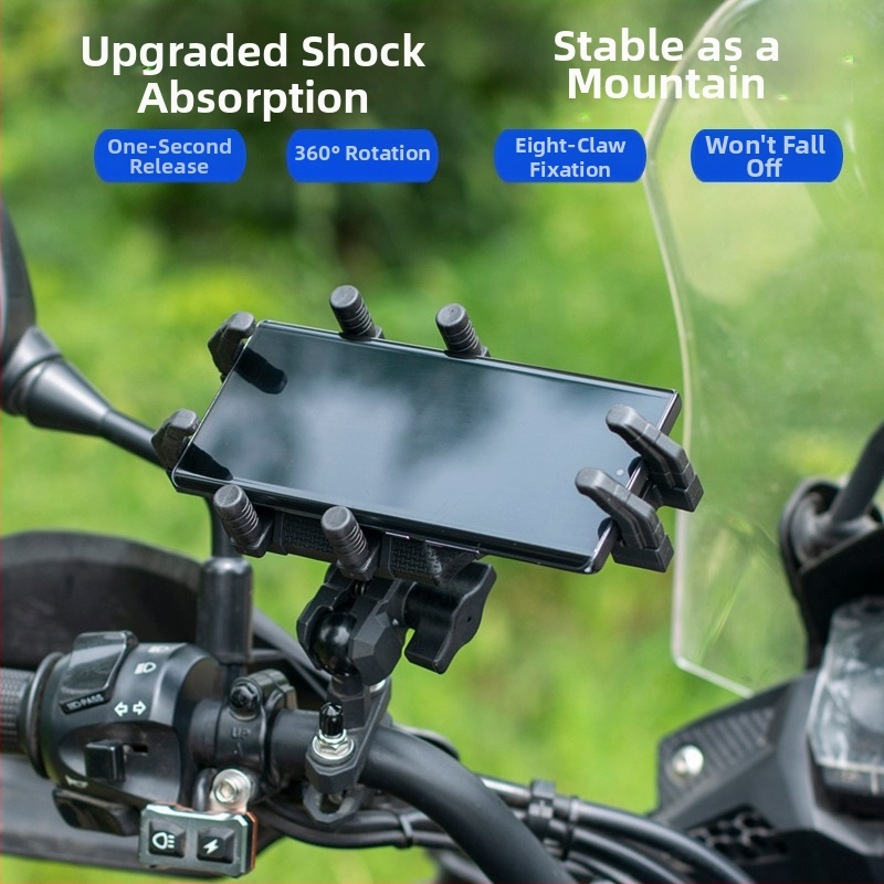 Мотоциклетен държач за мобилен телефон за задно огледало, удароустойчив и водоустойчив, щракващ монтаж