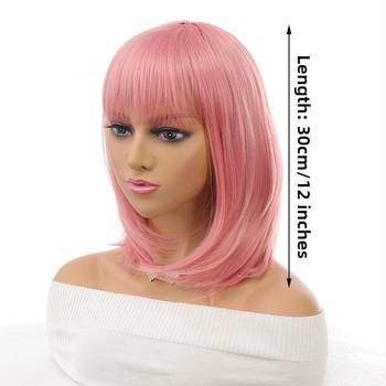 Peruka prirodnog izgleda, bob frizura s šiškama, sintetička vlakna otporna na visoku temperaturu, model Dm84