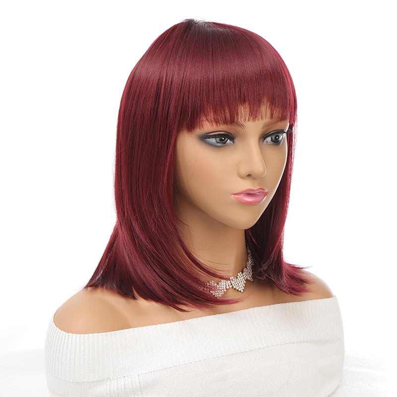 Peruka prirodnog izgleda, bob frizura s šiškama, sintetička vlakna otporna na visoku temperaturu, model Dm84