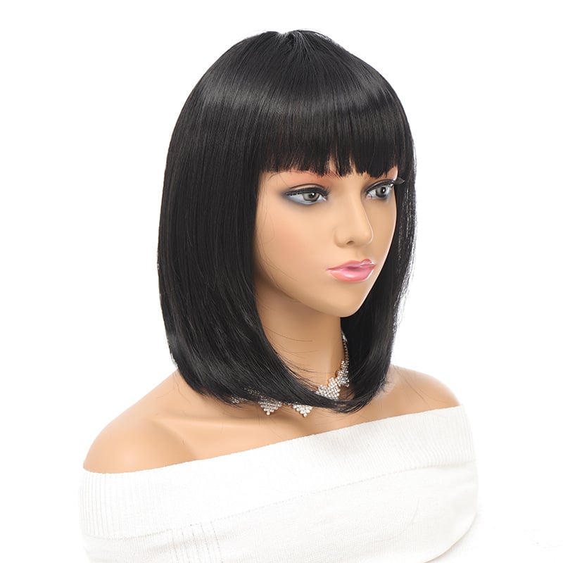 Peruka prirodnog izgleda, bob frizura s šiškama, sintetička vlakna otporna na visoku temperaturu, model Dm84