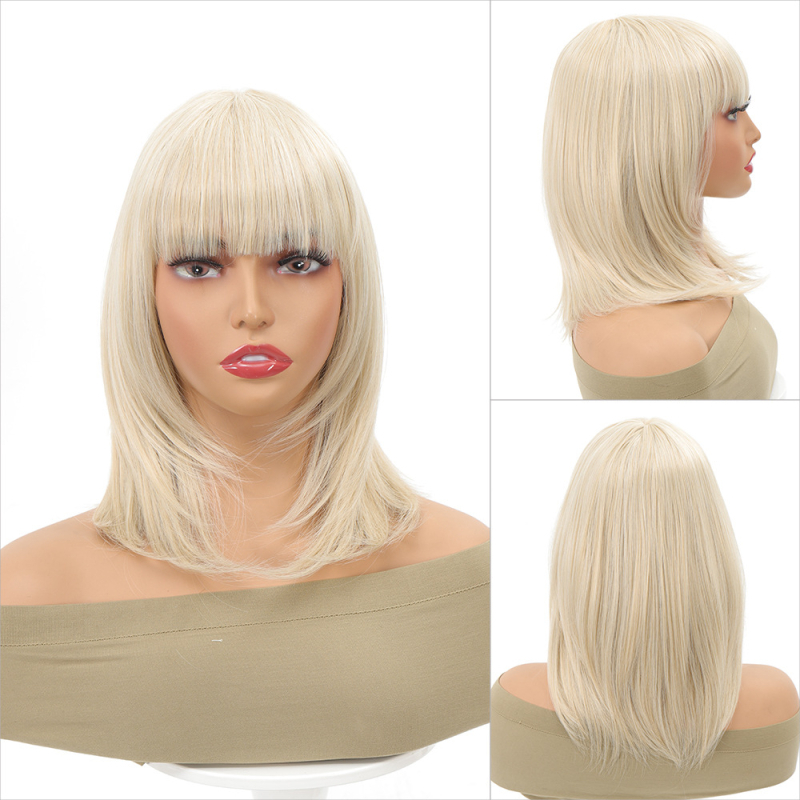 Peruka prirodnog izgleda, bob frizura s šiškama, sintetička vlakna otporna na visoku temperaturu, model Dm84