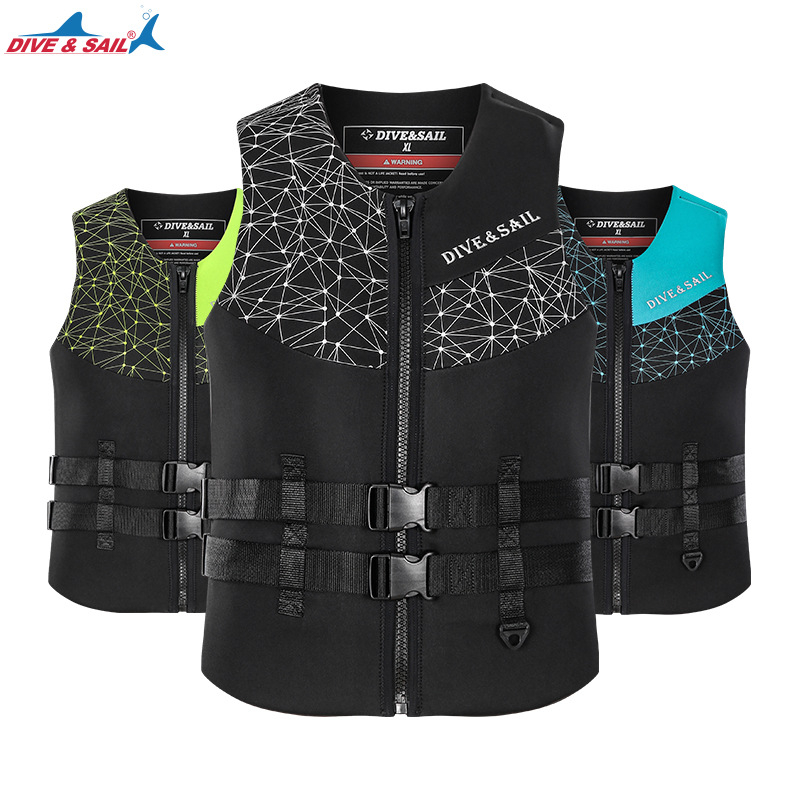 DIVE&SAIL felnőtt mentőmellény, nagy felhajtóerővel úszáshoz és hajózásra — anyag: 90% neoprén, 10% nylon, EPE hab