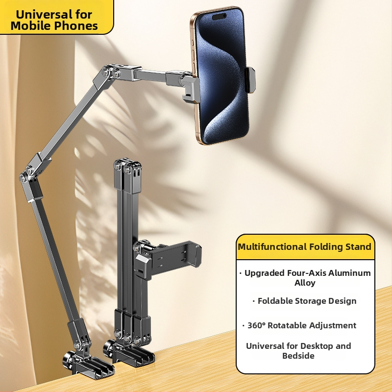 Egykezes telefon- és tabletatartó ágy melletti és íróasztali felszereléssel, forgó cantilever kar, felvételhez és élő közvetítéshez, többfunkciós