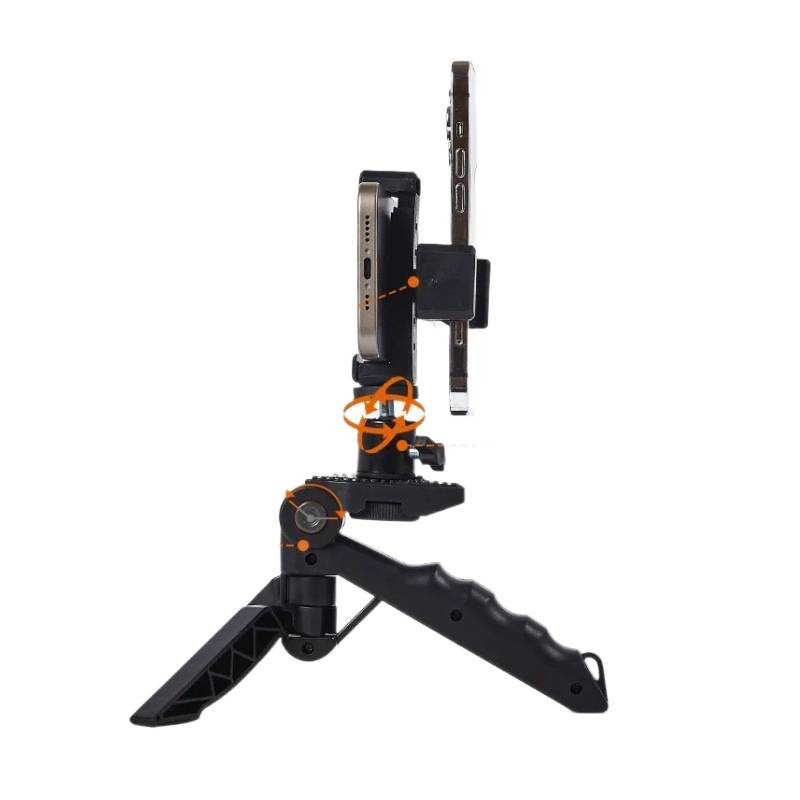 Stativ teleprompter pentru telefon — desktop și handheld, cu față dublă pentru transmisiuni live; corp din plastic, stil universal; suport personalizare; marcă privată autorizată; certificare 3C 2015010705782248.