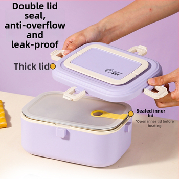 Δοχείο μεσημεριανού από ανοξείδωτο ατσάλι 304, μονωμένο, με ηλεκτρική θέρμανση συνδεδεμένη στην πρίζα, χωρητικότητας 0,8–1,0 L, σφραγιζόμενο με διαχωριστικά πλέγματα