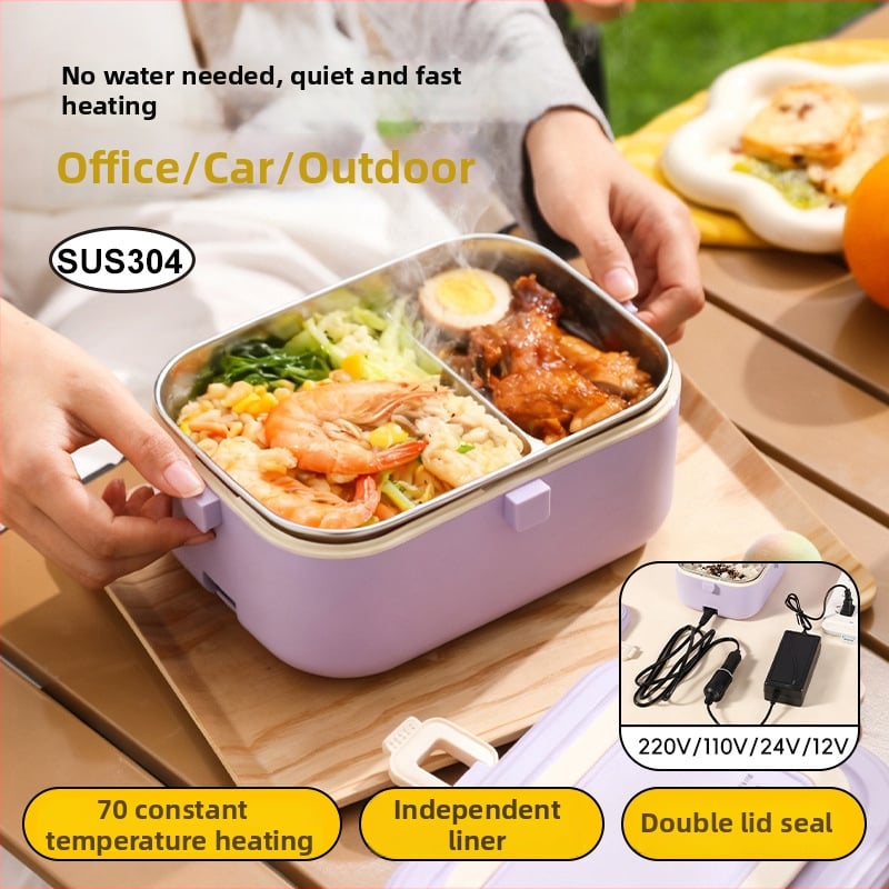 Δοχείο μεσημεριανού από ανοξείδωτο ατσάλι 304, μονωμένο, με ηλεκτρική θέρμανση συνδεδεμένη στην πρίζα, χωρητικότητας 0,8–1,0 L, σφραγιζόμενο με διαχωριστικά πλέγματα