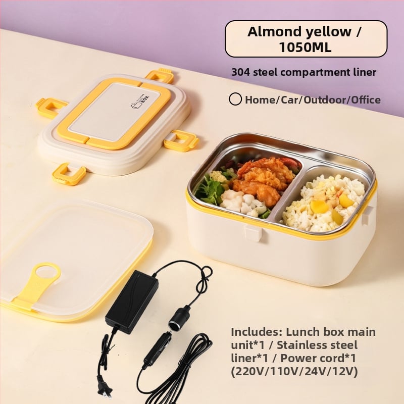 Δοχείο μεσημεριανού από ανοξείδωτο ατσάλι 304, μονωμένο, με ηλεκτρική θέρμανση συνδεδεμένη στην πρίζα, χωρητικότητας 0,8–1,0 L, σφραγιζόμενο με διαχωριστικά πλέγματα