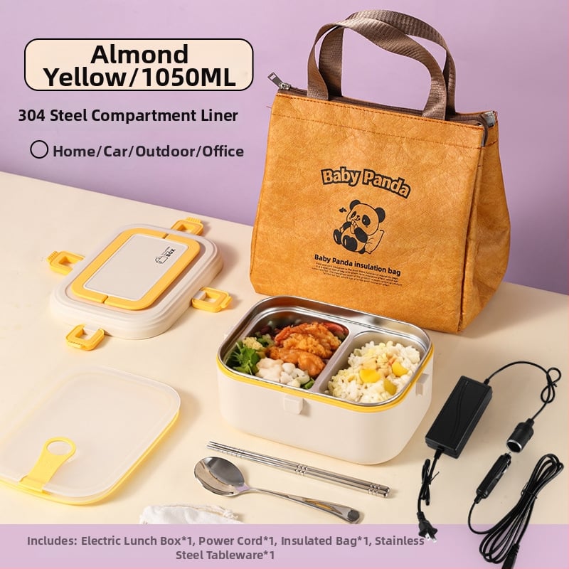 Δοχείο μεσημεριανού από ανοξείδωτο ατσάλι 304, μονωμένο, με ηλεκτρική θέρμανση συνδεδεμένη στην πρίζα, χωρητικότητας 0,8–1,0 L, σφραγιζόμενο με διαχωριστικά πλέγματα