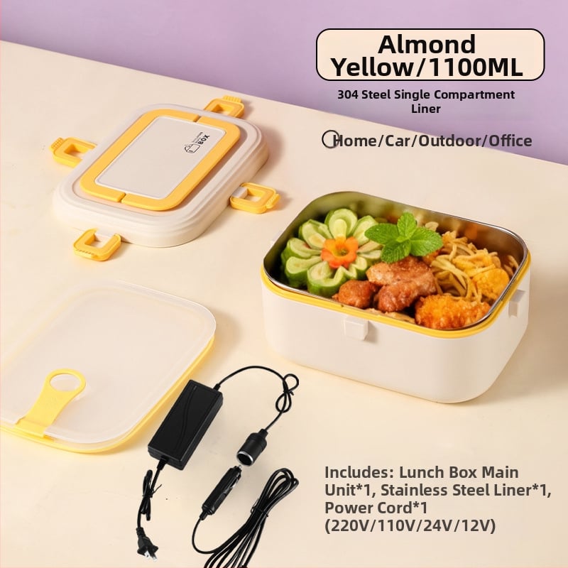 Δοχείο μεσημεριανού από ανοξείδωτο ατσάλι 304, μονωμένο, με ηλεκτρική θέρμανση συνδεδεμένη στην πρίζα, χωρητικότητας 0,8–1,0 L, σφραγιζόμενο με διαχωριστικά πλέγματα