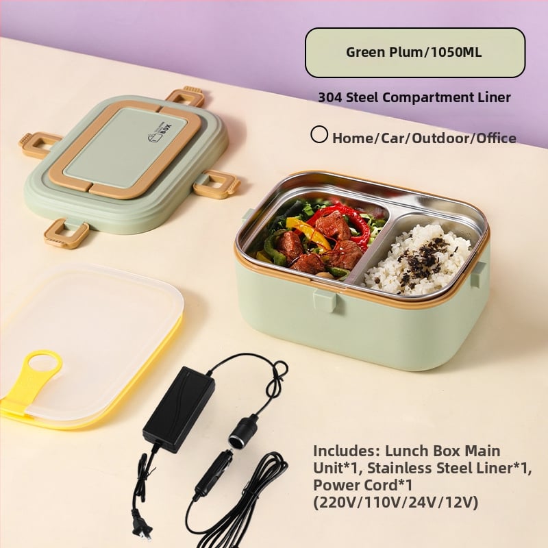 Δοχείο μεσημεριανού από ανοξείδωτο ατσάλι 304, μονωμένο, με ηλεκτρική θέρμανση συνδεδεμένη στην πρίζα, χωρητικότητας 0,8–1,0 L, σφραγιζόμενο με διαχωριστικά πλέγματα