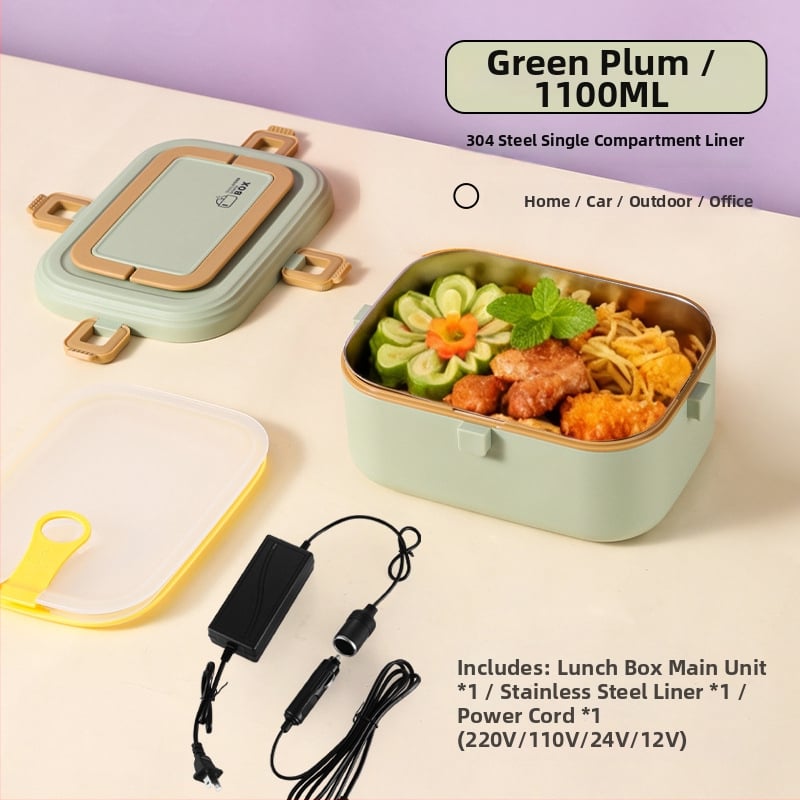 Δοχείο μεσημεριανού από ανοξείδωτο ατσάλι 304, μονωμένο, με ηλεκτρική θέρμανση συνδεδεμένη στην πρίζα, χωρητικότητας 0,8–1,0 L, σφραγιζόμενο με διαχωριστικά πλέγματα