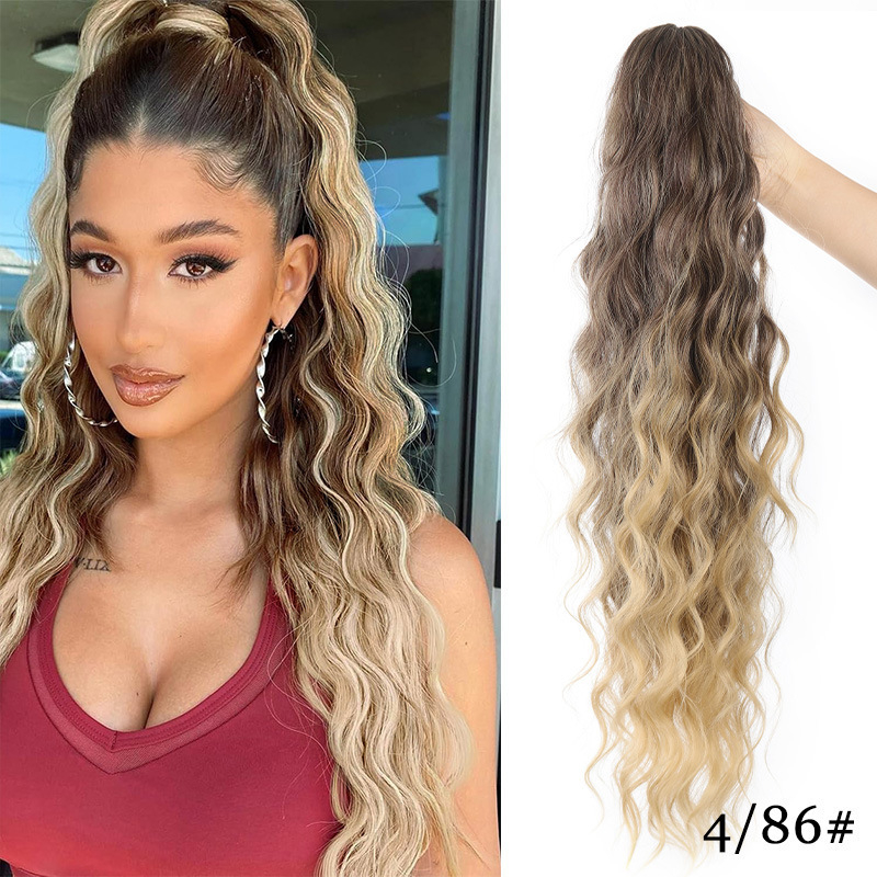 Perucă cu coadă de cal și clips – textură valuri de apă, fire din sârmă rezistentă la temperatură, marca Tuwei PY