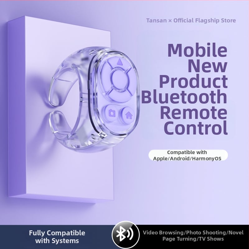 ABS materiál prsteňový diaľkový ovládač | Type-C rozhranie | 35 mAh batéria | Bezdrôtový dosah 10 m | Nosenie: prsteň