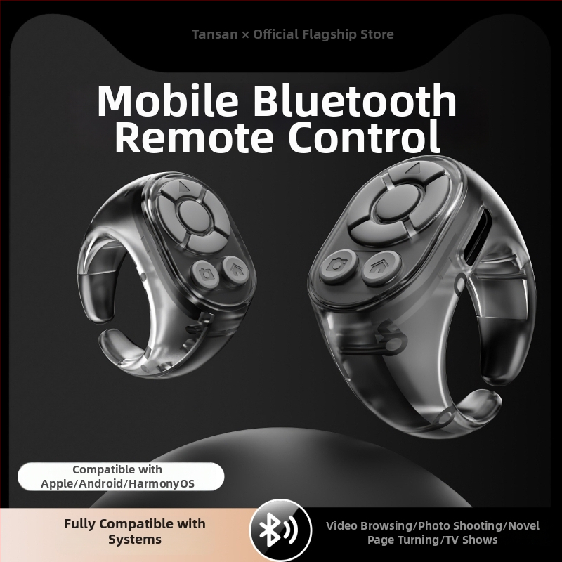 ABS materiál prsteňový diaľkový ovládač | Type-C rozhranie | 35 mAh batéria | Bezdrôtový dosah 10 m | Nosenie: prsteň