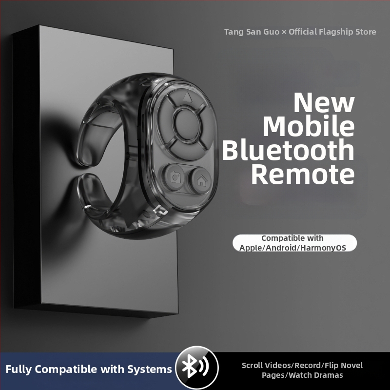 ABS materiál prsteňový diaľkový ovládač | Type-C rozhranie | 35 mAh batéria | Bezdrôtový dosah 10 m | Nosenie: prsteň