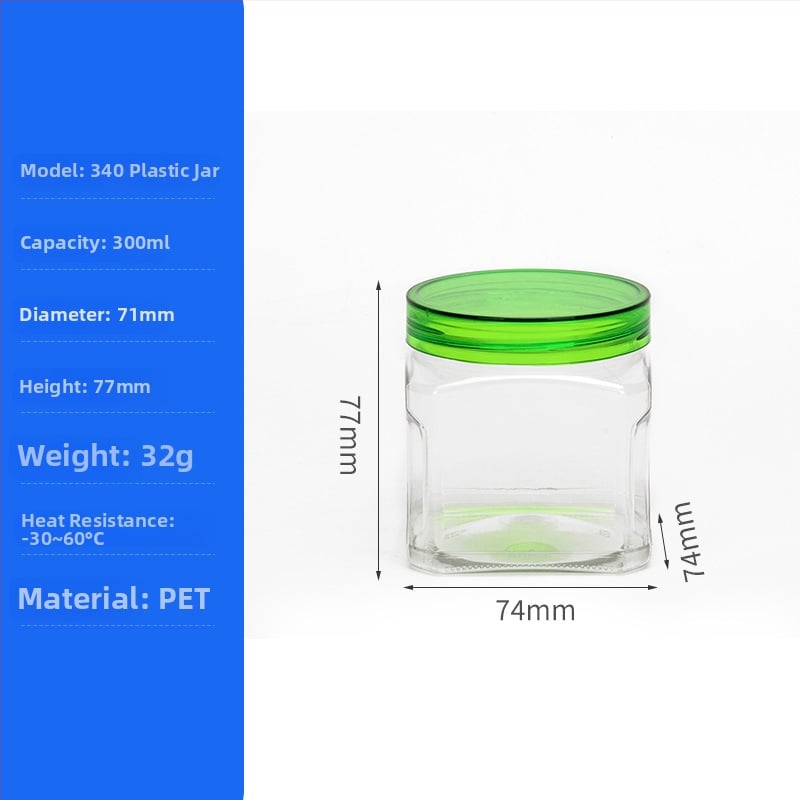 PET пластмасова консерва за ядки и сушени плодове, модел 950, с метална кристална капачка