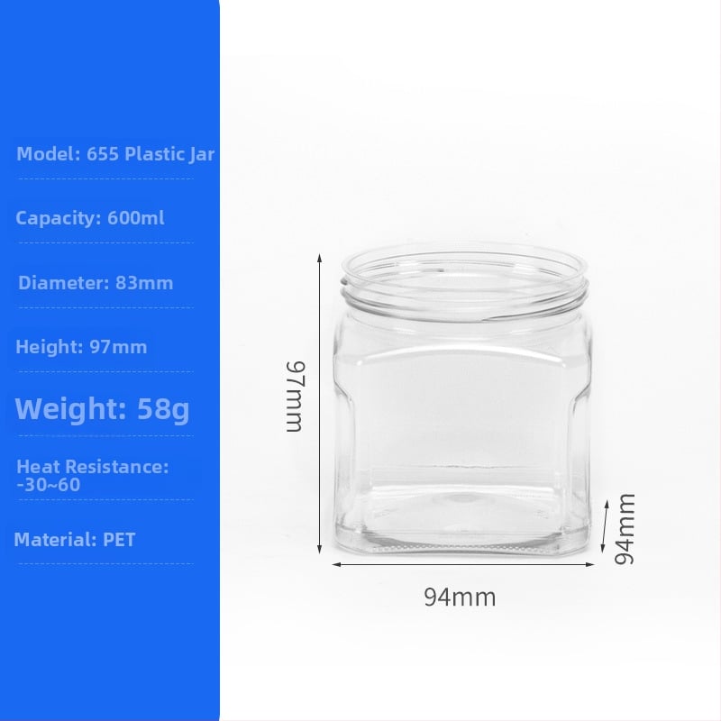 PET пластмасова консерва за ядки и сушени плодове, модел 950, с метална кристална капачка