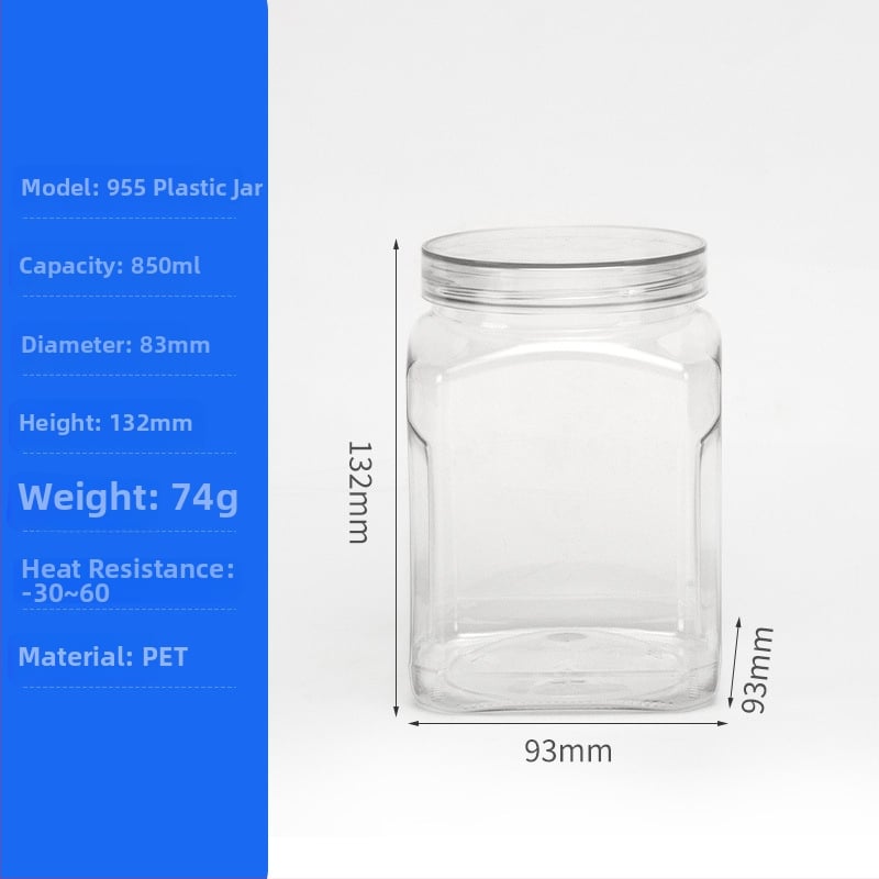 PET пластмасова консерва за ядки и сушени плодове, модел 950, с метална кристална капачка
