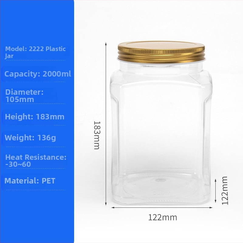 PET пластмасова консерва за ядки и сушени плодове, модел 950, с метална кристална капачка