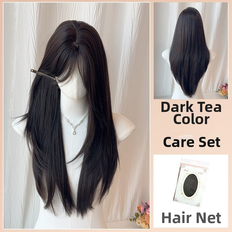 Duga prirodno izgledajuća perika sa srednjim razdjeljkom — duga ravna kosa, proteinska svila; može se bojiti ili permirati