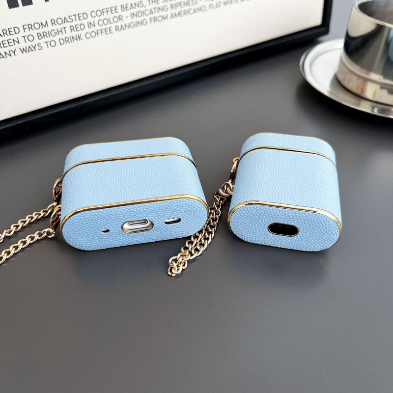 Zaštitna futrola za AirPods Pro s elektroplatiranim kožnim izgledom, TPU kućište, s lancem