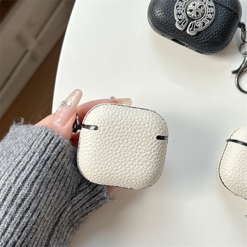 Husă AirPods din piele sintetică, manufactură manuală, compatibil universal cu Apple AirPods, design tip half-shell