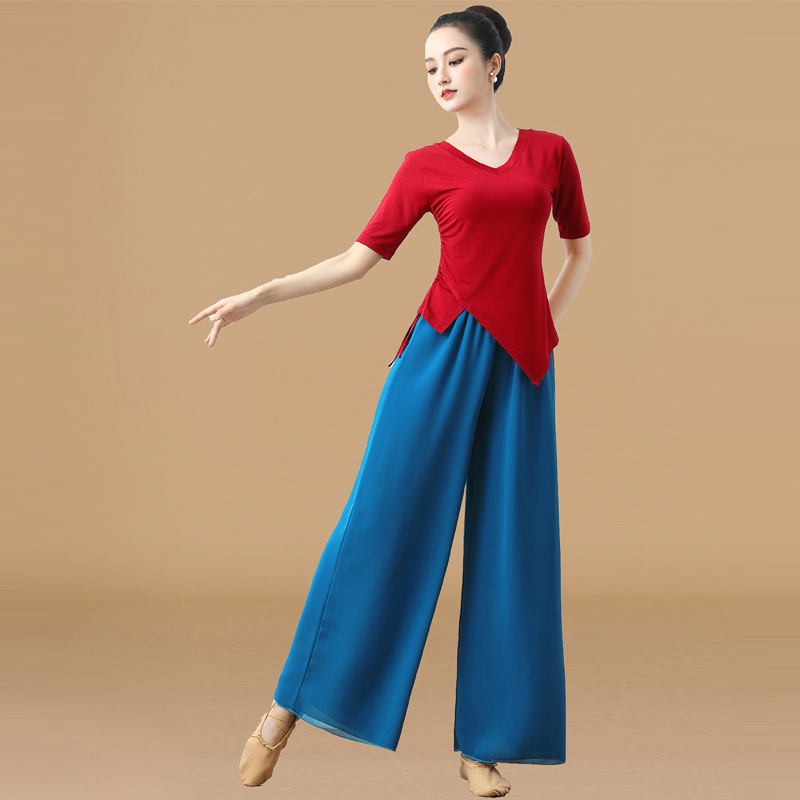 Costum de dans pătrate din țesătură modală, fustă cu volan mare, pentru femei adulte