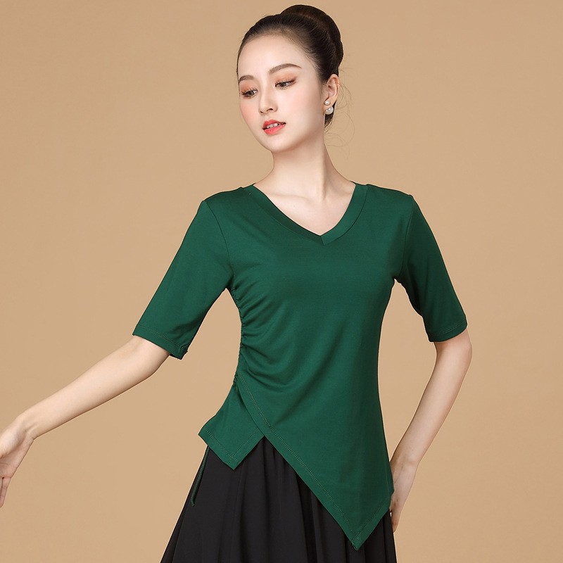 Costum de dans pătrate din țesătură modală, fustă cu volan mare, pentru femei adulte