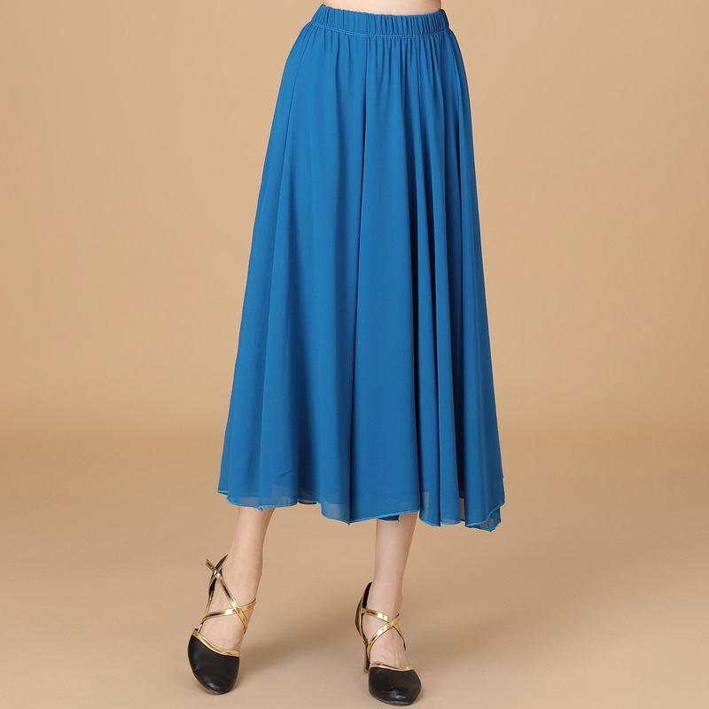 Costum de dans pătrate din țesătură modală, fustă cu volan mare, pentru femei adulte