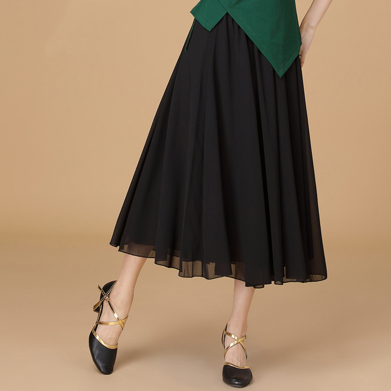 Costum de dans pătrate din țesătură modală, fustă cu volan mare, pentru femei adulte