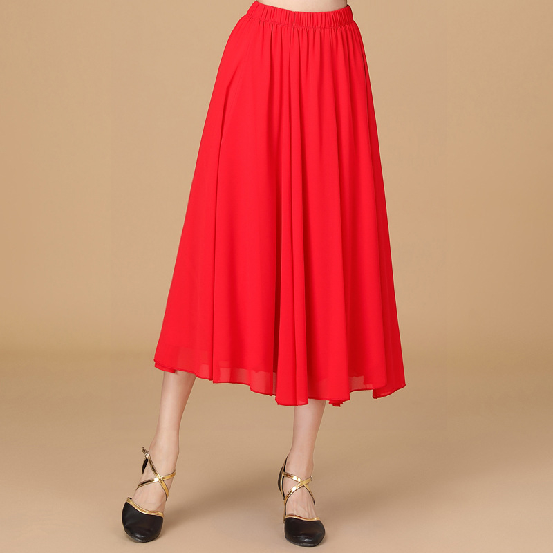 Costum de dans pătrate din țesătură modală, fustă cu volan mare, pentru femei adulte